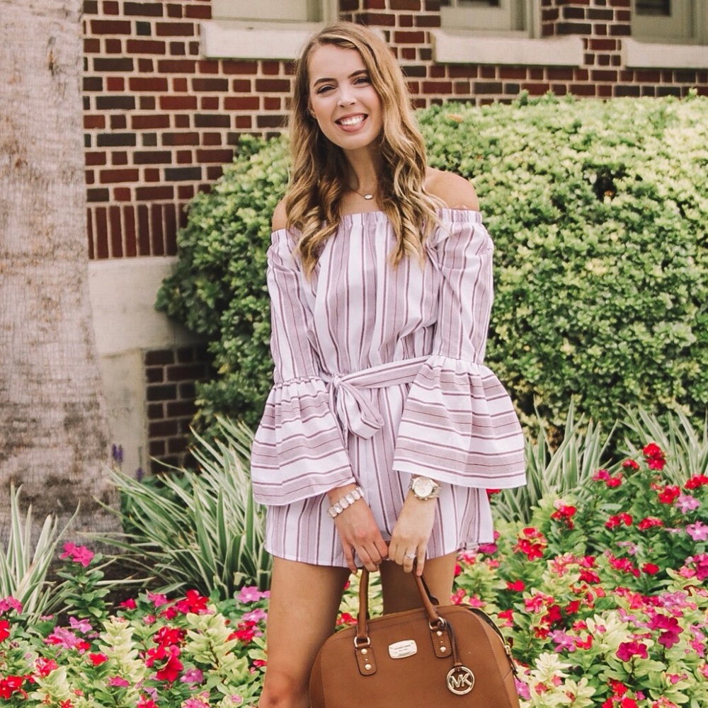 Charlotte Russe Striped Long Sleeve Romper